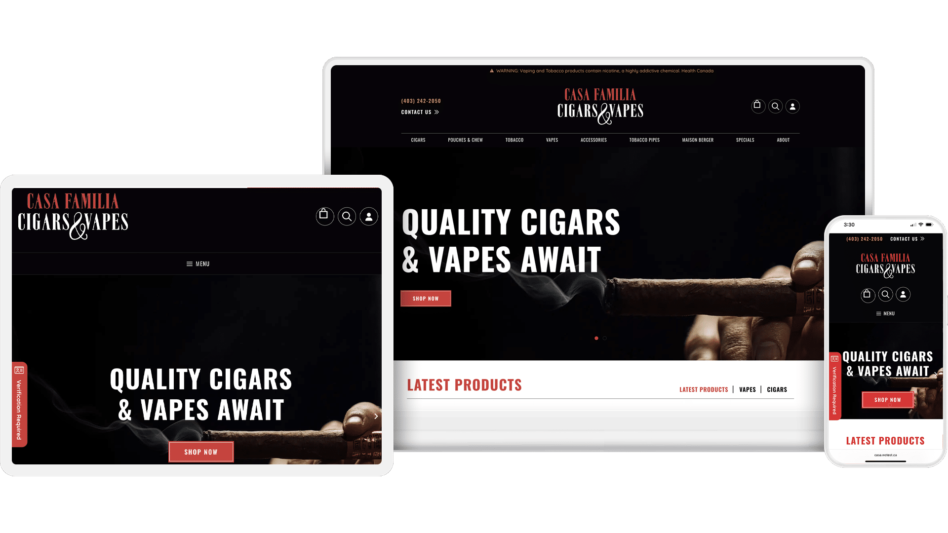 casa familia cigars responsive web design